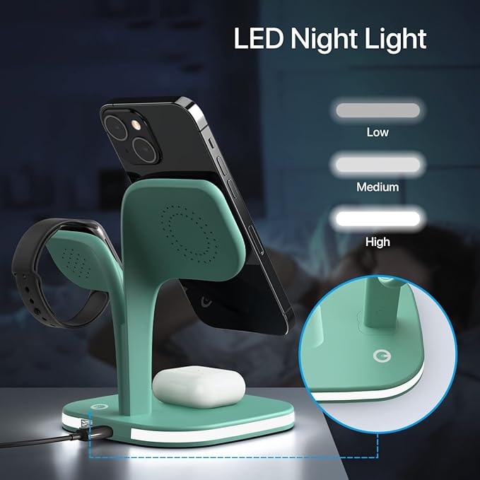 EXW Charging Station, Magnetic Wireless Charger, 5 in 1 Fast Mag-Safe Wireless - Image 6