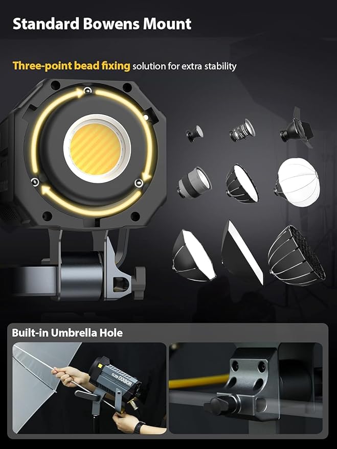 Video Light, COLBOR CL220M 220W Continuous Lighting 2700-6500K CRI96+ 58 - Image 8