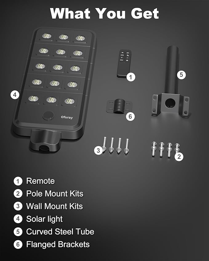 Ofuray Of-15000W Solar Street Lights Outdoor – Super Bright 150 LED, Lights up 3 - Image 6