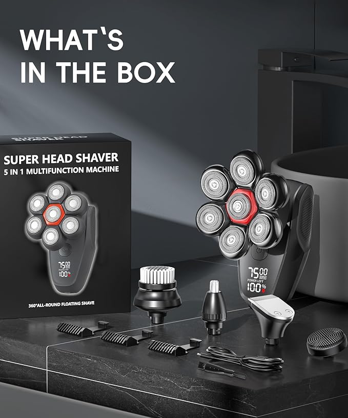 MALEGEBAZ Head Shaver for Bald Men:IPX8 Waterproof 7D Magnetic Electric Head - Image 8