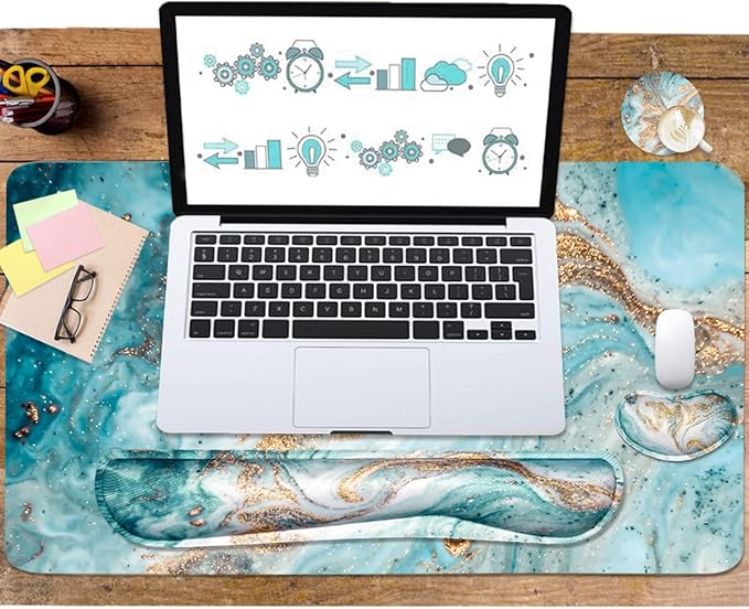 Keyboard Mouse Pad Set, Extended Mouse Pad+Keyboard Wrist Rest Support - Image 6