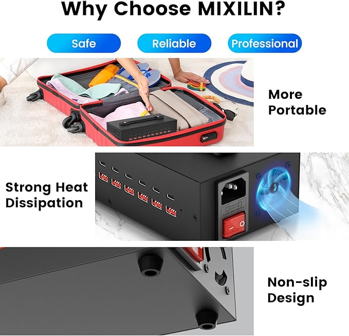 Portable USB~C Charger Block, 200W 20 Port Home Fast Charging Station - Image 8