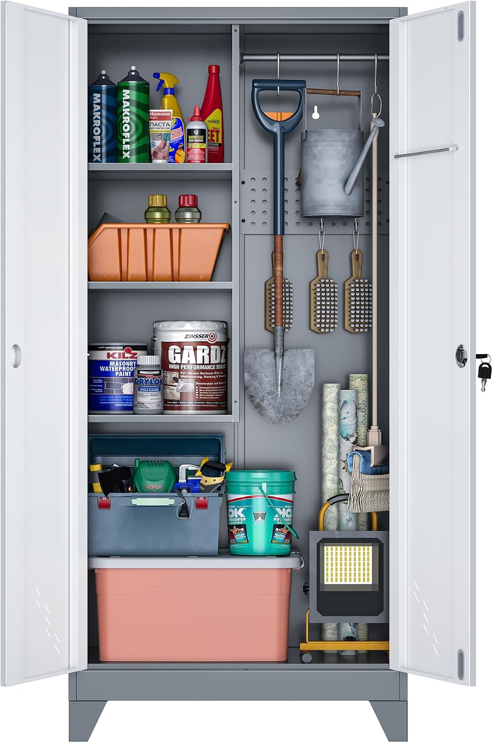 oseillc metal storage cabinet with locking doors, 61", main product view