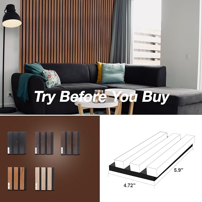 NeatiEase Wood Panels for Wall Color Samples Pack, Soundproof Wood Slat Wall - Image 6
