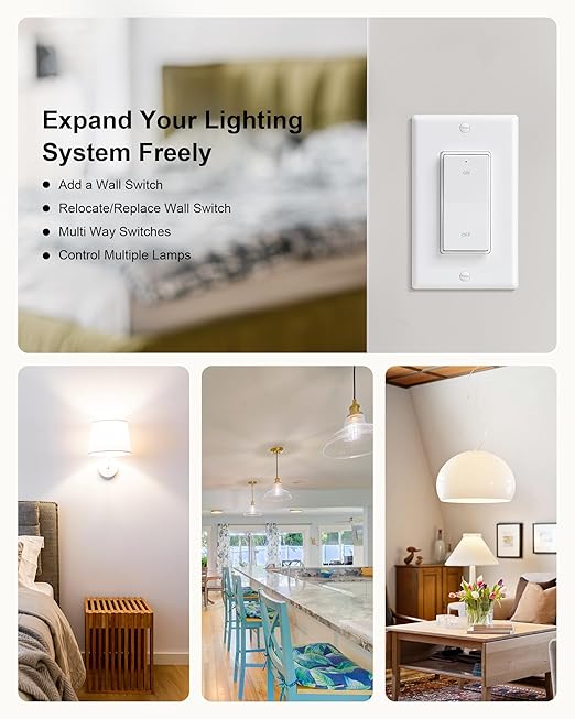 TREEWELL 3 Way Wireless Light Switch and Receiver Kit, Decorator Rocker Wall - Image 8