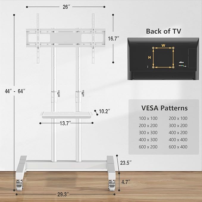 TVON Upgraded Mobile TV Stand on Wheels - Image 8