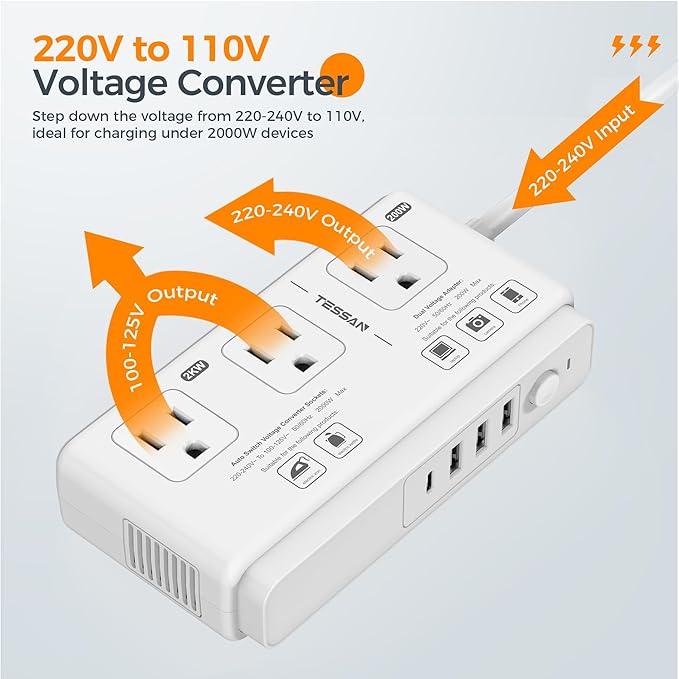 TESSAN 220V to 110V Voltage Converter - Image 8