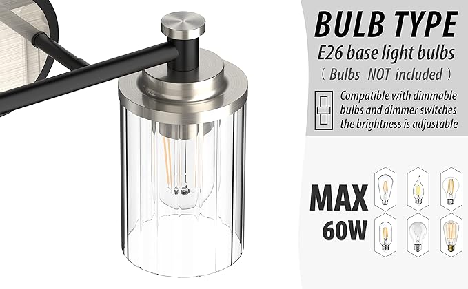 PHIXART Bathroom Lighting Fixtures Black and Brushed Nickel Bathroom Vanity - Image 7