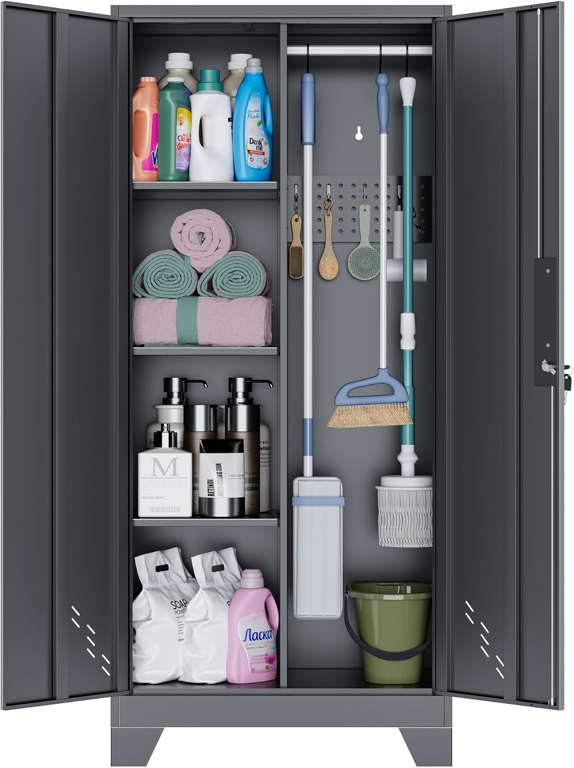 oseillc metal storage cabinet with locking doors, 61", main product view