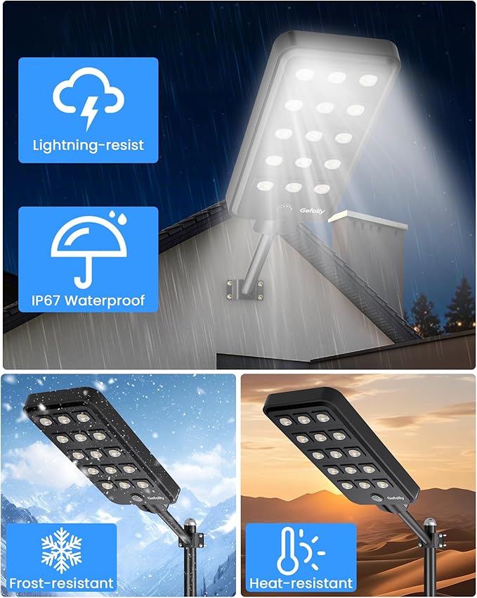 Gefolly G-15000W Solar Street Light Outdoor, Wide Angle Commercial Parking Lot - Image 7