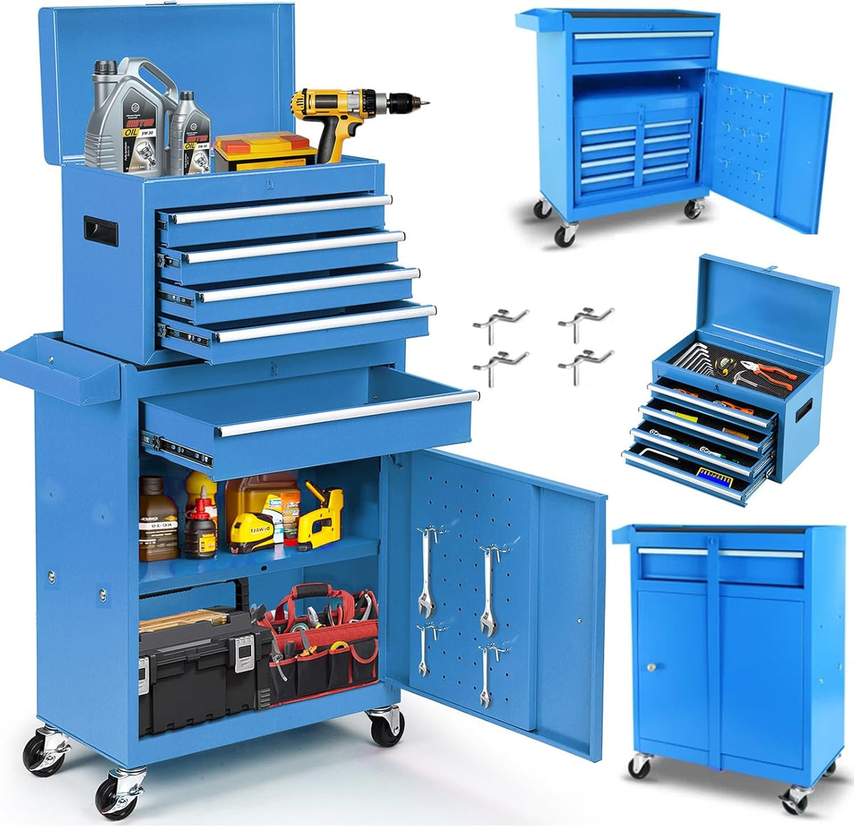 dawmilon 5-drawer rolling tool chest, detachable top tool, main product view