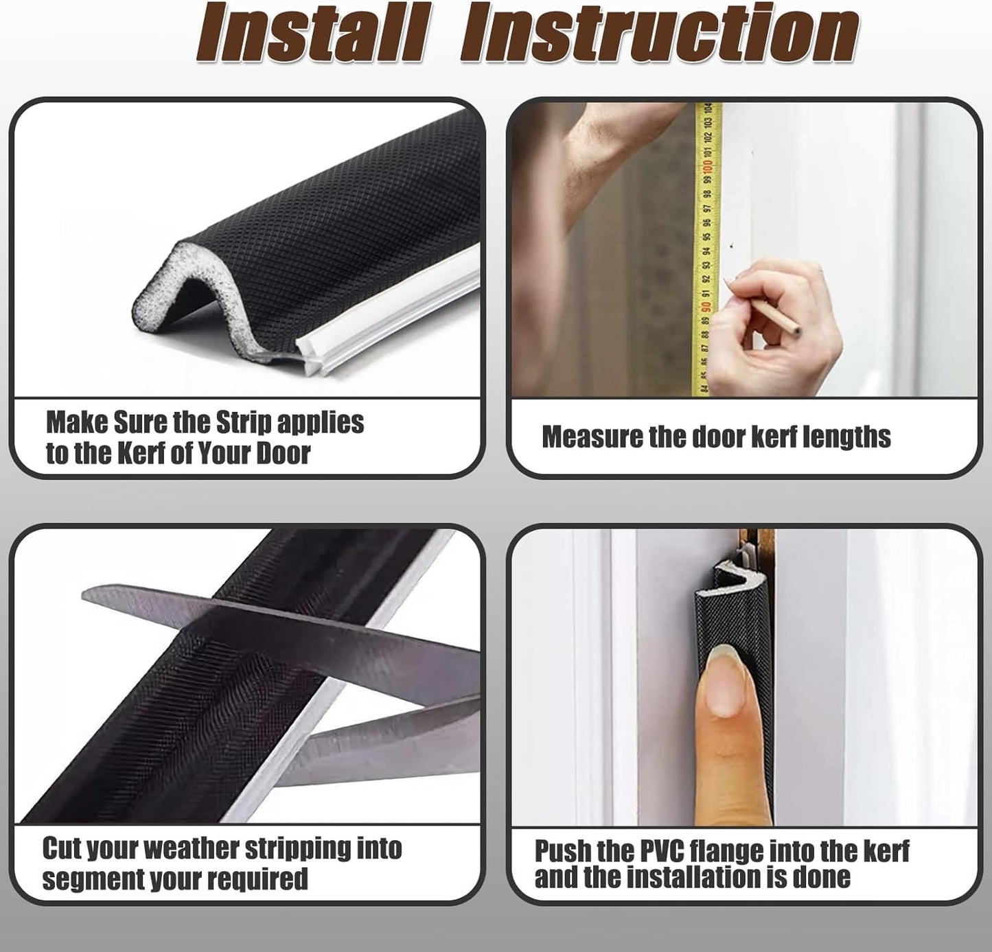 40 FT Door Frame Extra Thick Kerf Non-Adhesive Weather Stripping Seal Strip PU Foam, PE Cover, Groove Slot Installation for Large Gap, Sound, Dust, Water Insulation (40ft, Black, Extra Thick Flanged)