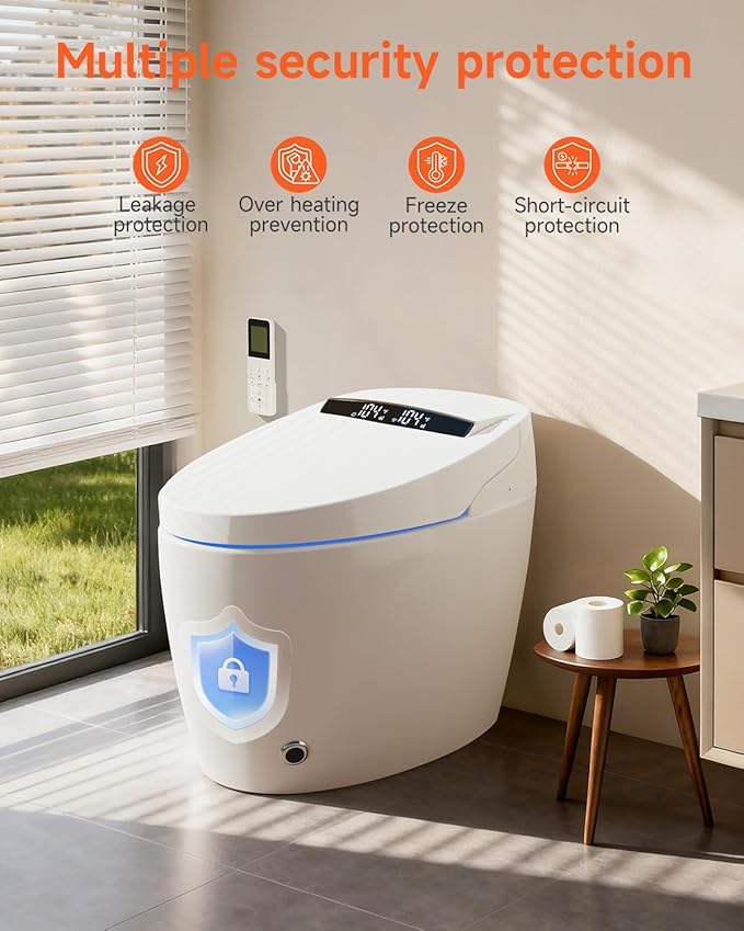 WANSID Smart Toilet with Bidet Built in, Bidet Toilet with Auto Open/Close Lid - Image 9