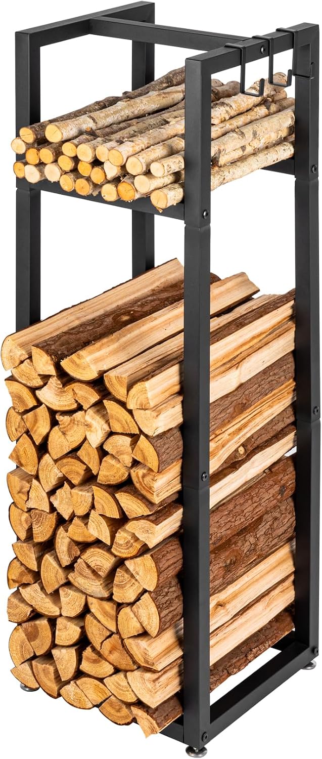 39.8in firewood rack indoor outdoor with hooks, main product view