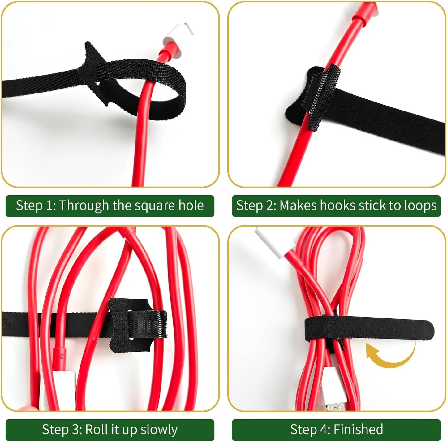62 PCS Reusable Cable Ties, Adjustable Cable Organizer, Hook-Loop Cable Management - 6 Inch