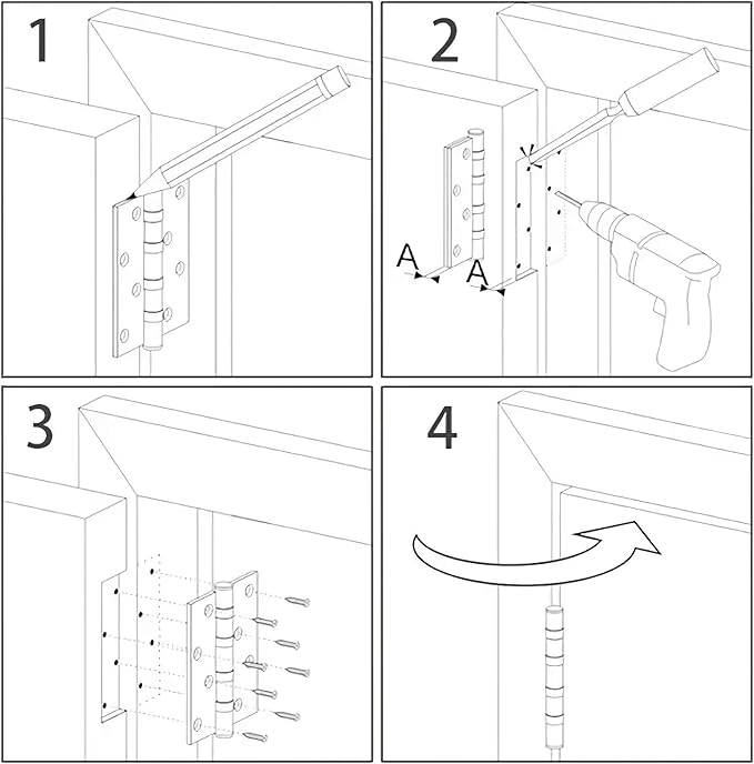 18 Pack Matte Black Door Hinges 3.5 x 3.5 Inch Interior 3 1/2 Inch Door Hinges - Image 8