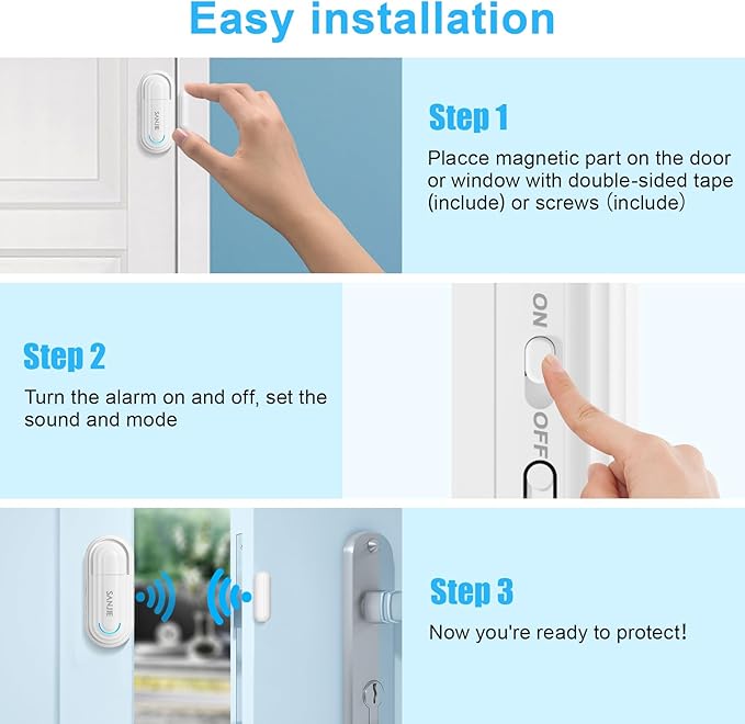 Sanjie Pool Door Alarms for Kids Safety/Home Security/Dementia, Wireless Door - Image 9