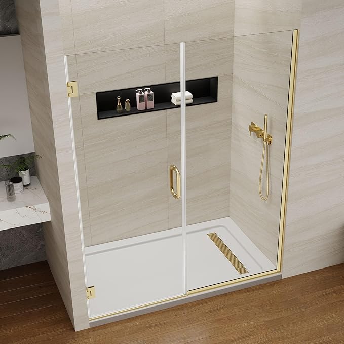 Pivot Swing Shower Door, Adjustable Width 58.9-60" W x 74" H Semi-Frameless - Image 9