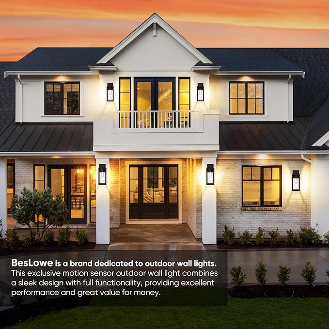 BesLowe Upgraded Motion Sensor Outdoor Wall Lights, 15” Dusk to Dawn Porch - Image 7