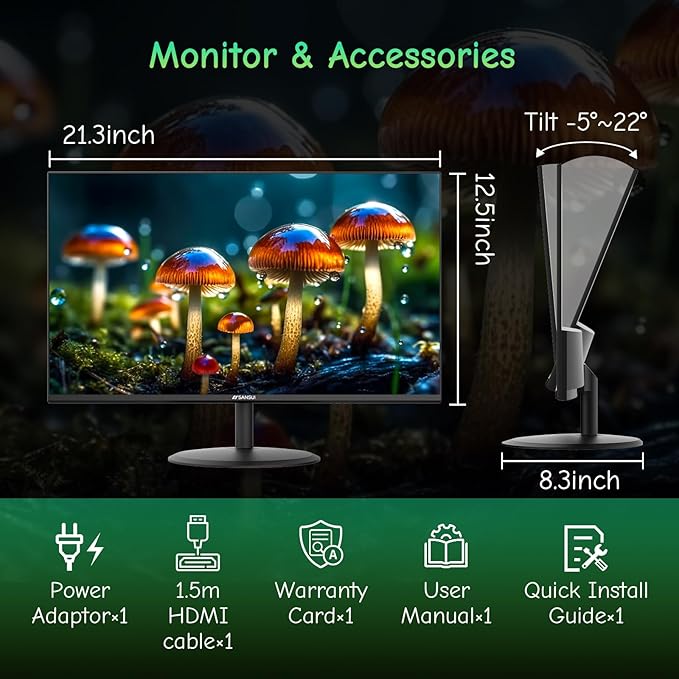 SANSUI Computer Monitor 24 inch Eye Care 1080P Display HDMI, VGA Ports - Image 7