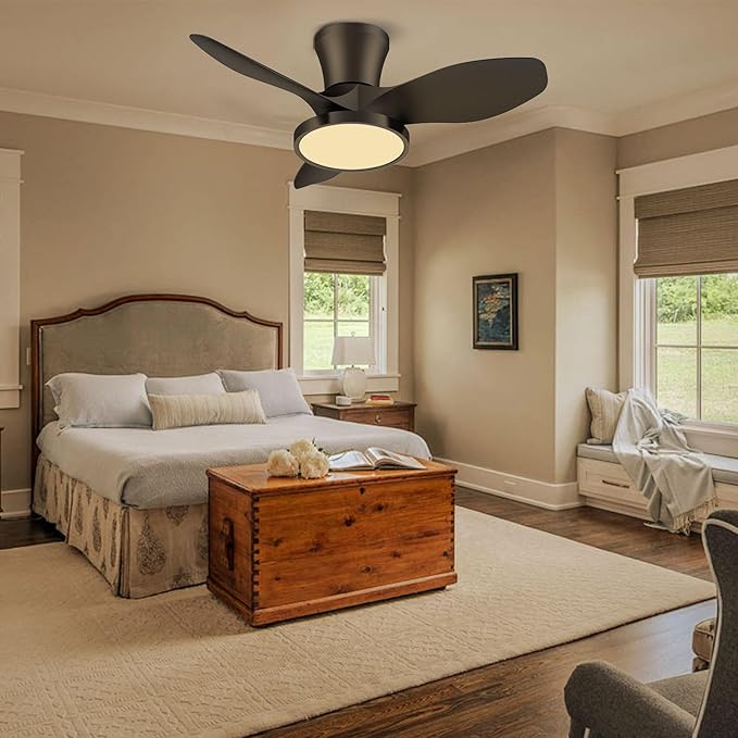 ocioc Quiet Ceiling Fan with LED Light DC motor 32 inch Large Air Volume Remote - Image 9