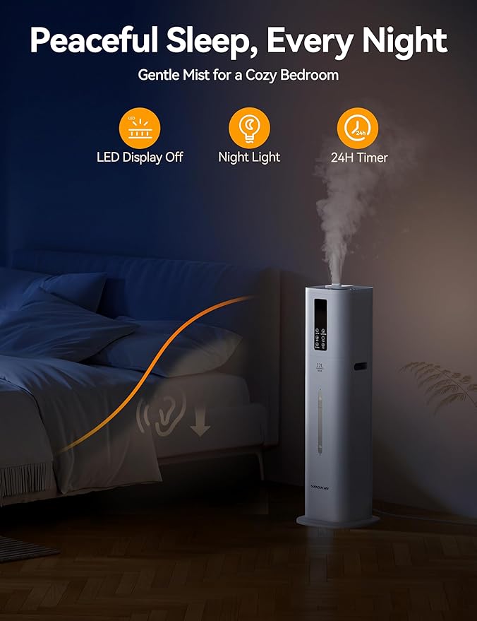 VAGKRI 12L Large Room Humidifier, 120H Long Lasting Cool Mist, 3 Mist Levels - Image 7