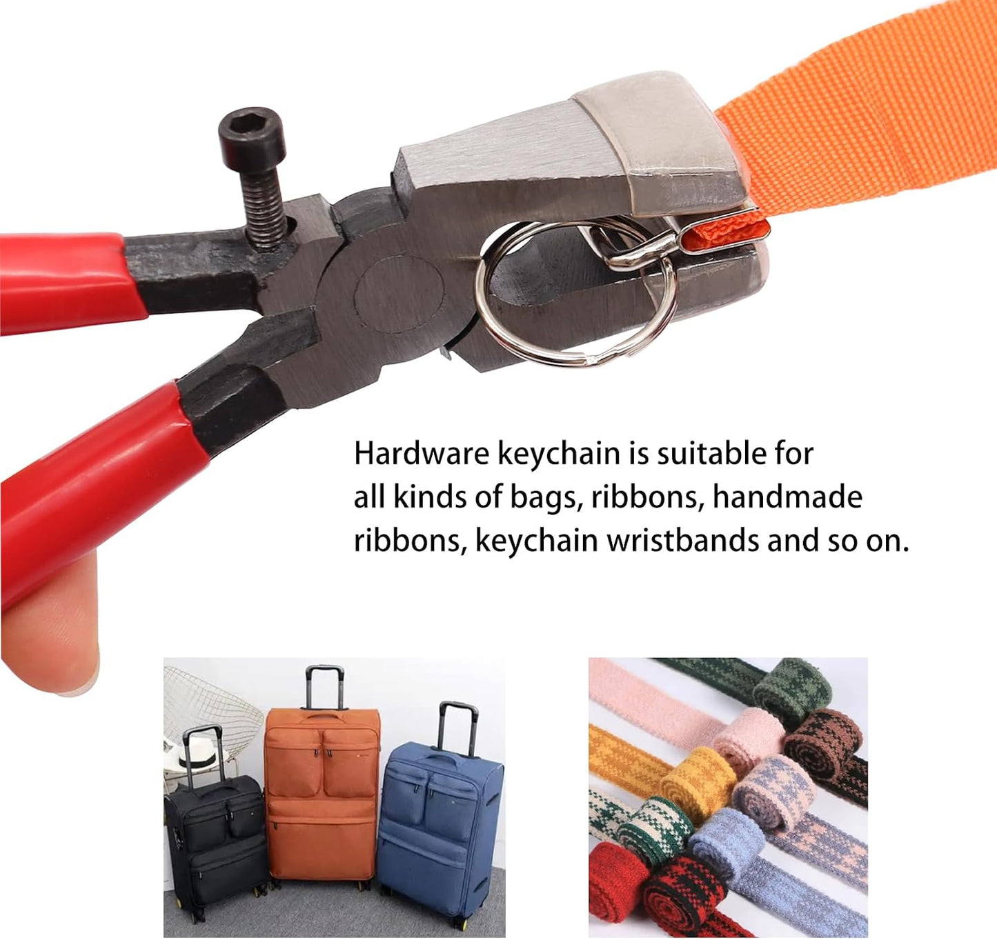 weideer 40 Sets Key Fob Hardware with Key Fob Plier Glass Running Pliers for Wristlet Key Fobs/Key Lanyard/Key Chain Hardware InstallK-082-40