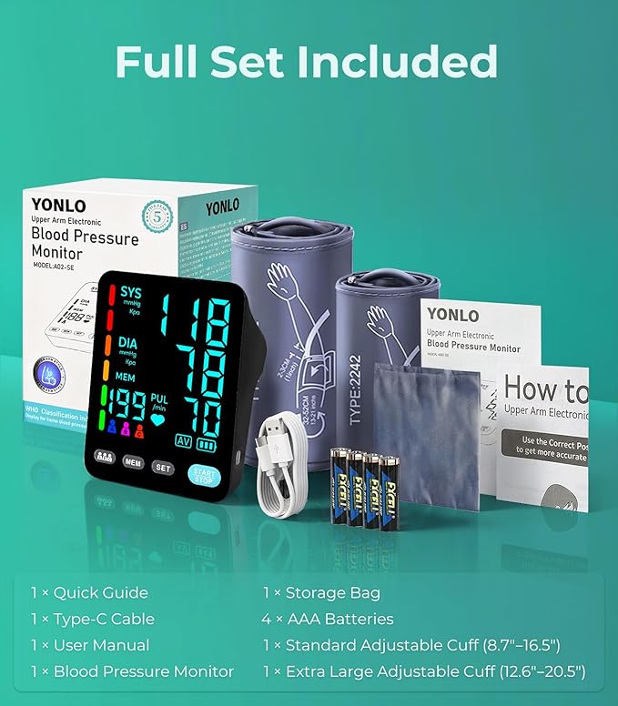 YONLO Blood Pressure Monitor, Automatic Upper Arm Blood Pressure Monitors - Image 8