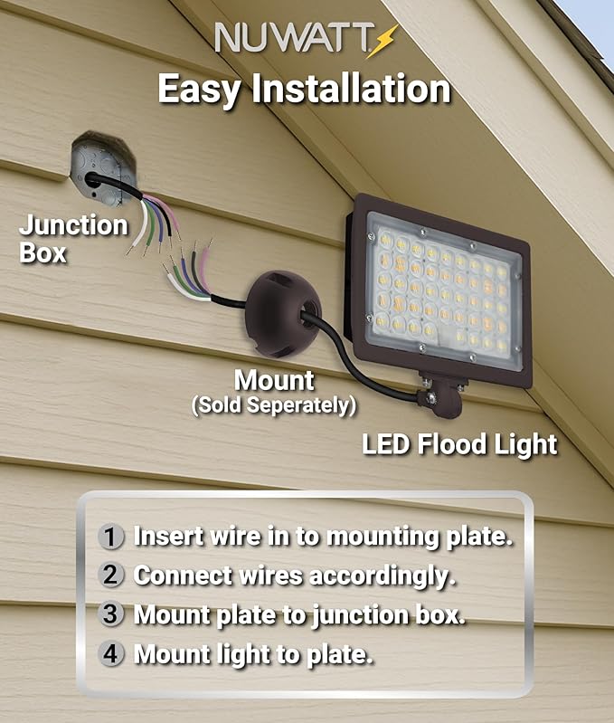 NUWATT 30W LED Flood Light, 3CCT 3000K/4000K/5000K Selectable, IP65 Waterproof - Image 9