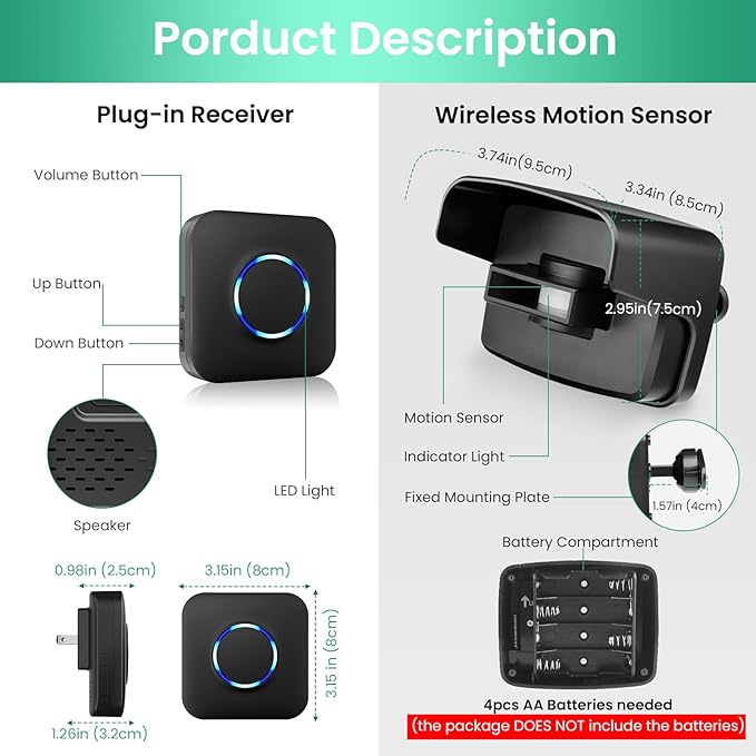 Wireless Driveway Alarm, Outdoor Weatherproof Motion Sensor & Detector - Image 9