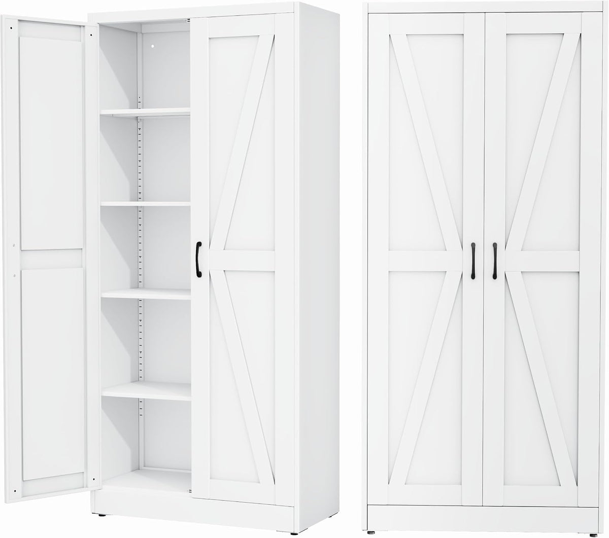 ckzbx white metal cabinets with doors and shelves, main product view