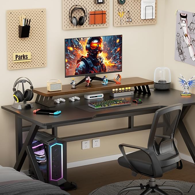 NestNeat Dual Monitor Stand Riser, 39 Inch Large Wood Monitor Stands - Image 9