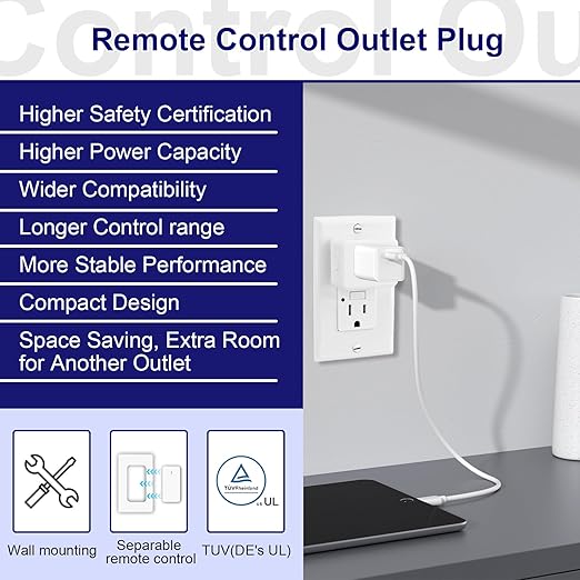 Remote Control Outlet, Wireless Remote Control Outlet Plug, On/Off Light Switch - Image 8