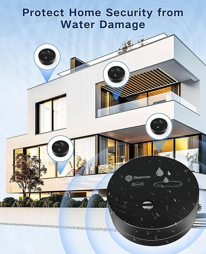 Geevon 4 Pack Water Leak Detectors, 100dB Water Sensor Alarms Flood Detector - Image 8