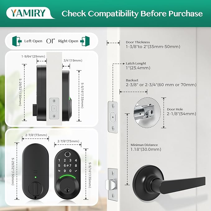 Smart Deadbolt Door Lock with Keypad:Yamiry Fingerprint Keyless Entry Deadbolt - Image 6