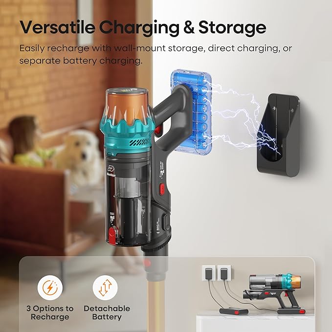 ElecKeys Cordless Vacuum Cleaner, 600W 50KPA 70Mins Self-Standing Vacuum - Image 9