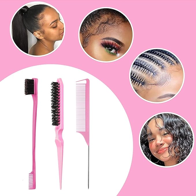Goiple Hair Styling Brush Set, 12 Pieces Nylon Teasing Hair Brush Rat Tail Comb - Image 7