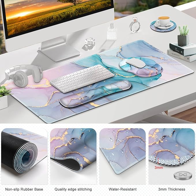 ToLuLu Desk Mat, XXL Large Mouse Pad Wrist Support Set,4 in1 Gaming Mousepad - Image 9