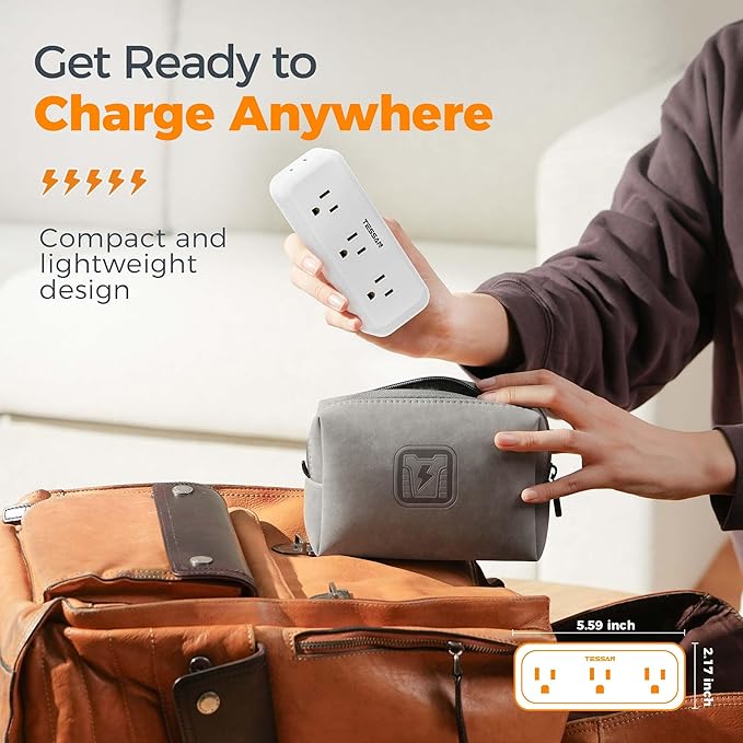 Multi Plug Outlet Splitter, TESSAN Multiple Plug Surge Protector, 5 Outlet - Image 7