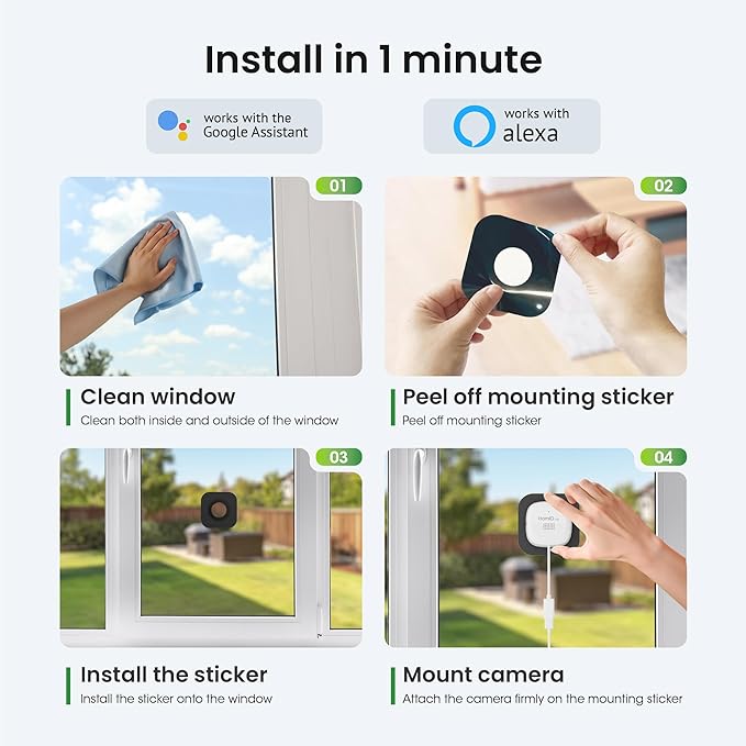 HOMIQ LIFE Window Security Camera 2K, Indoor WiFi Cameras 2.4GHz/5GHz, 2 Pack - Image 9