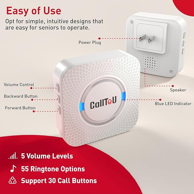 CallToU Caregiver Pager Wireless Call Button Nurse Alert System 500+ Feet - Image 8