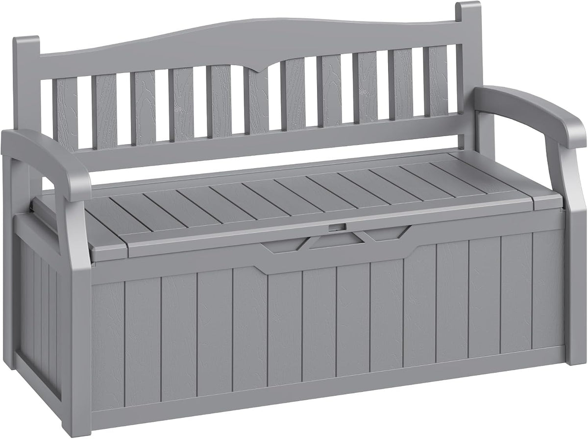 80-gallon outdoor storage bench, waterproof deck box with, main product view