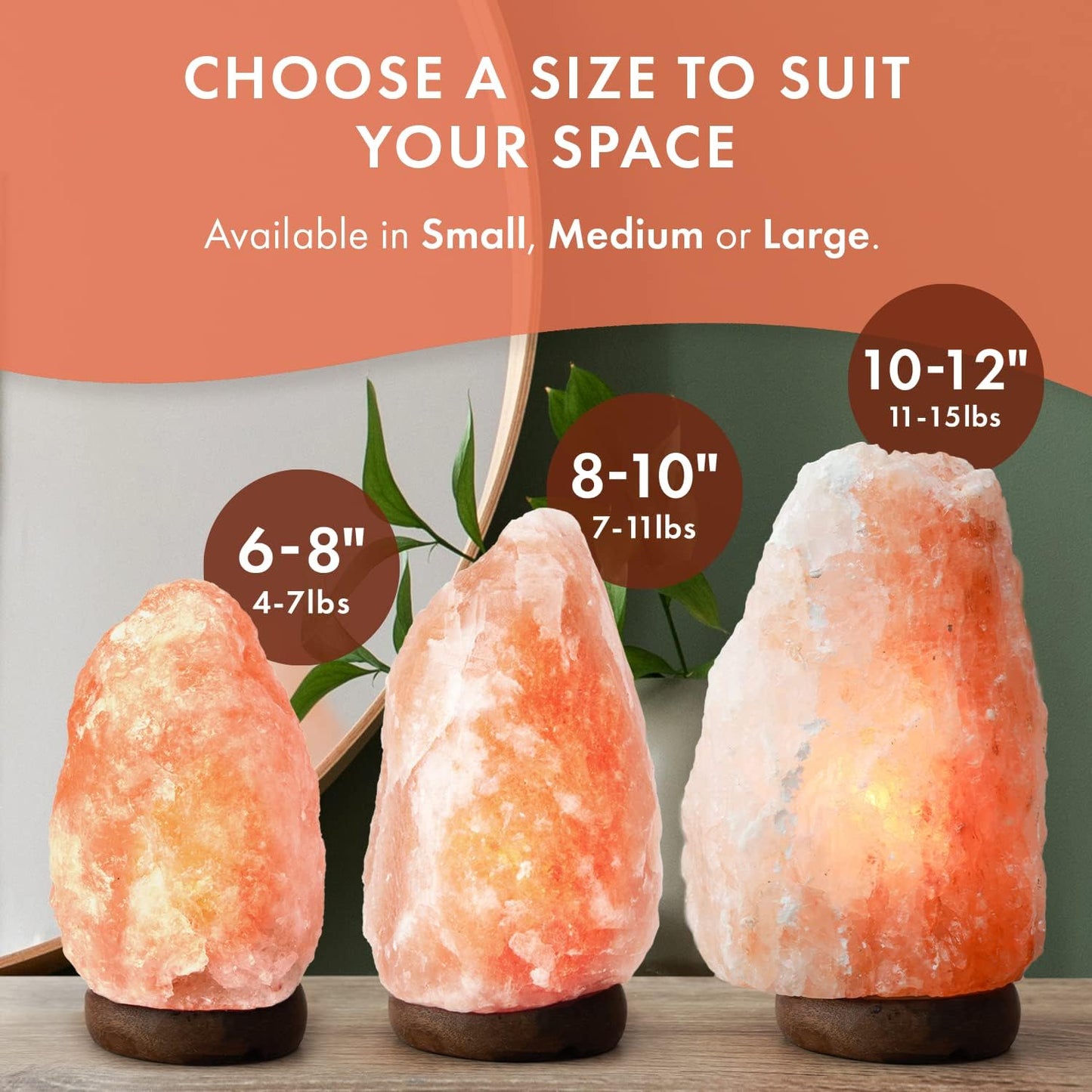 Himalayan Salt Lamp for Bedroom Large 8-10 Inch Pink Salt Rock Lamp with Dimmer, Wooden Base & Spare Bulbs | Calming Ambient Night Light | Thoughtful Wellness Gift for Women, Home, or Office