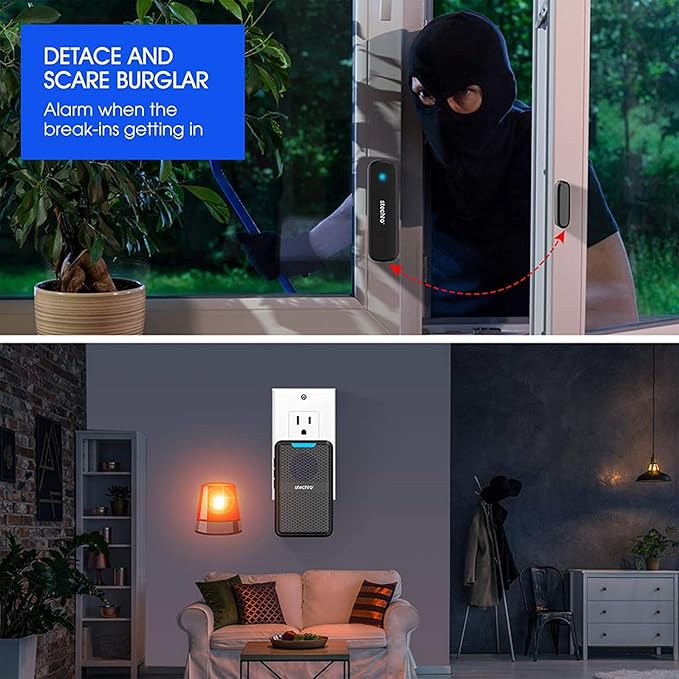 Stechro Door Chime, Wireless Door Open Contact Sensor Alarm - Image 6