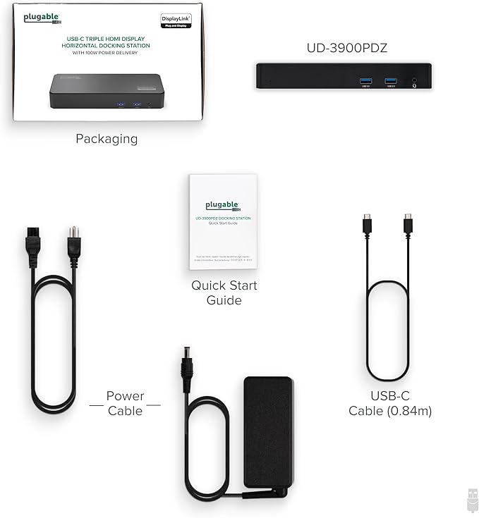 Plugable USB C Triple Display Docking Station | 100W PD, 3x HDMI, 6x USB 5Gbps - Image 9