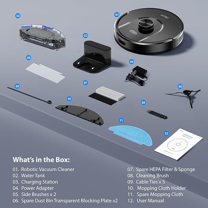 Tikom Robot Vacuum and Mop Combo, 6000Pa Automatic Robotic Vacuum Cleaner - Image 9