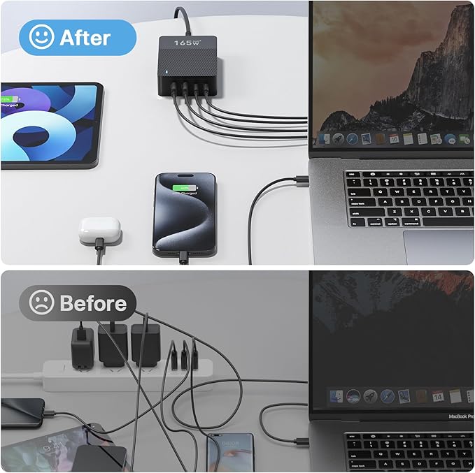 RYND 2026 Latest USB C Fast Charger, 165W GaN 4-Port Charging Station Hub Block - Image 7