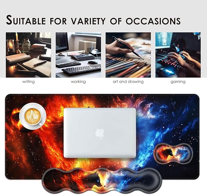 BFUKVOU Large Keyboard Mouse Pad Set, Extended Mouse Pad+Keyboard Wrist Rest - Image 7