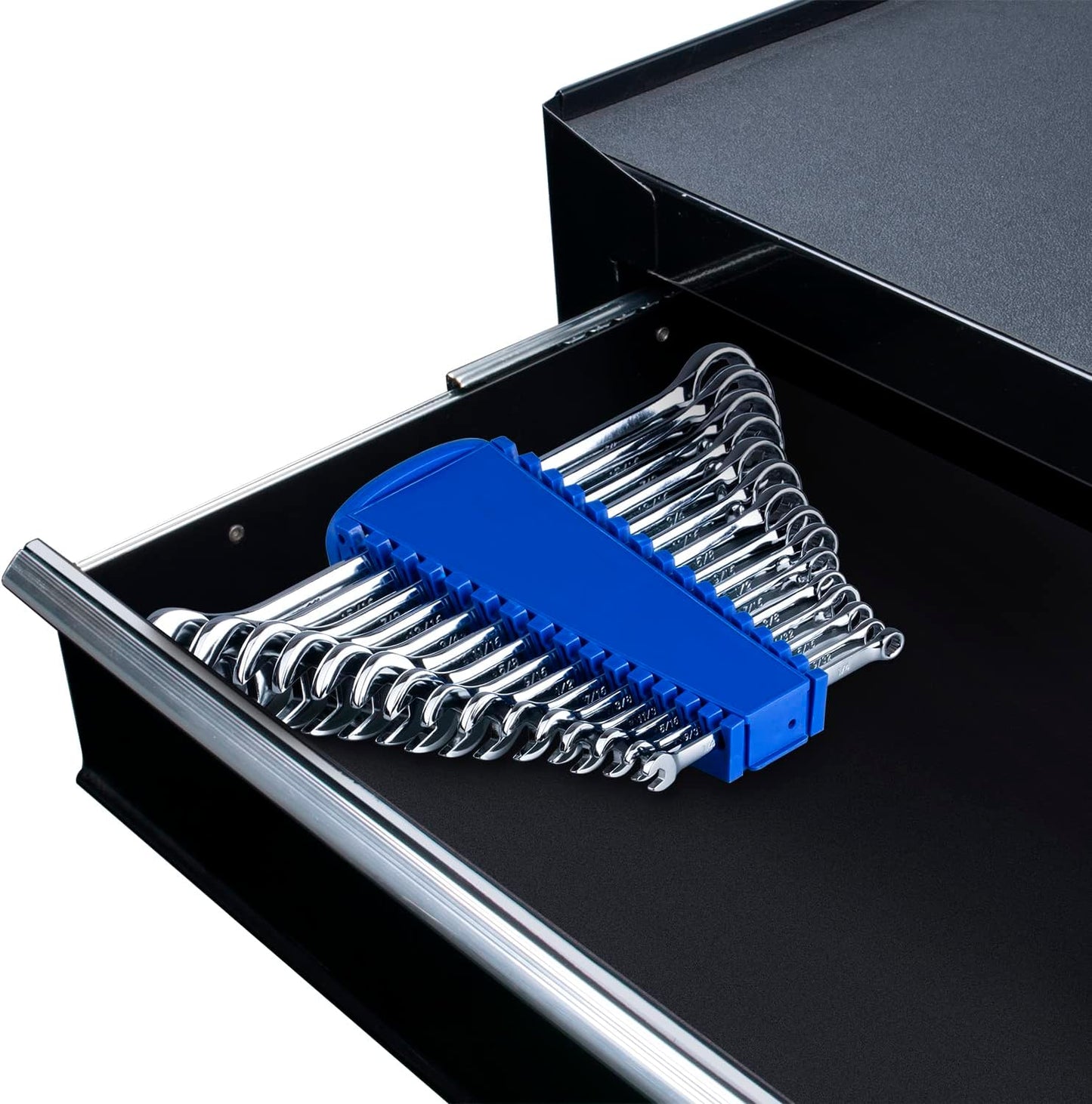 Max Torque 15-Piece Premium Combination Wrench Set, Complete SAE Inch Sizes from 1/4” to 1” with Rack Organizer | Cr-V Steel, Mirror Chrome Finish, Long Pattern, V-Groove Open End and 12-Point Box End