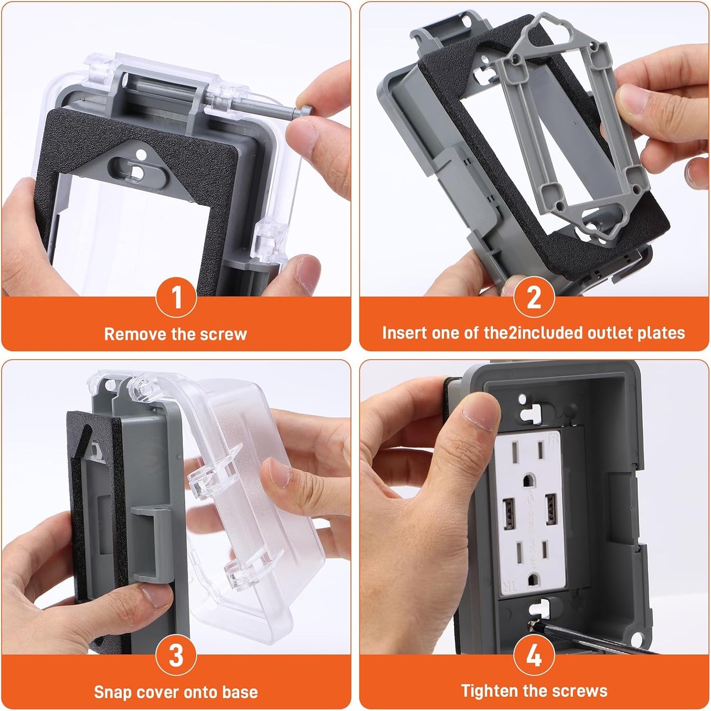 XNHTAI 1-Gang In-Use Weatherproof Outlet Cover, Outdoor Electrical Outlet Cover for Exterior Use, Horizontal or Vertical, Fits Duplex, Decorator and Toggle Switch, Clear